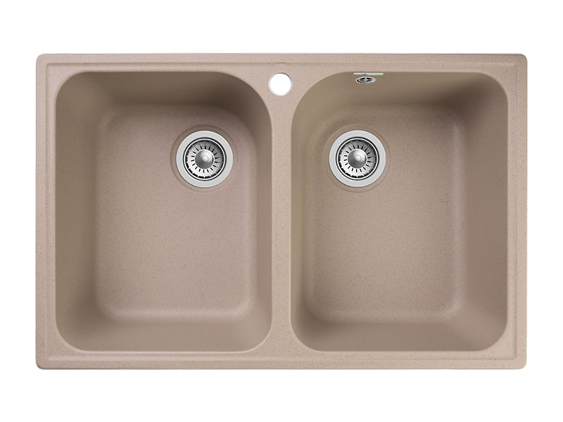 Мойка GranFest QUARZ 15, 737х478 мм, песочный (прямоугольная, 2 чаши, без сифона)