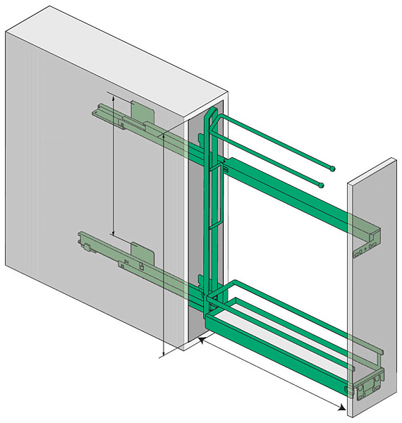Корзина 150мм, для полотенец, с направл. полн. выдвиж., плав. закрыв, 3D, антрацит, Kessebohmer