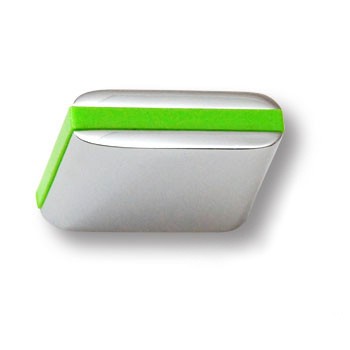 Ручка-кнопка, 429025MP02PL13, 25х10х28мм, металл/пластик, глянцевый хром/зеленый