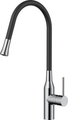 Смеситель Yatomi-BN-BL, латунь, нержавеющая сталь/черный шланг   