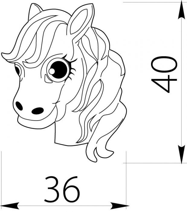 Ручка UM-KID-W, 40х36х22мм, резина, "пони", GTV