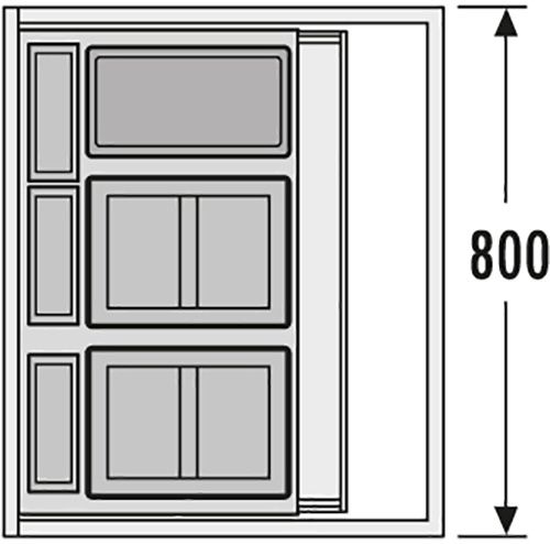 Система контейнеров "XXL", 2х18л, 1х12л, 3х4,1л, 433х300мм, в шкаф 800мм, пластик, серый