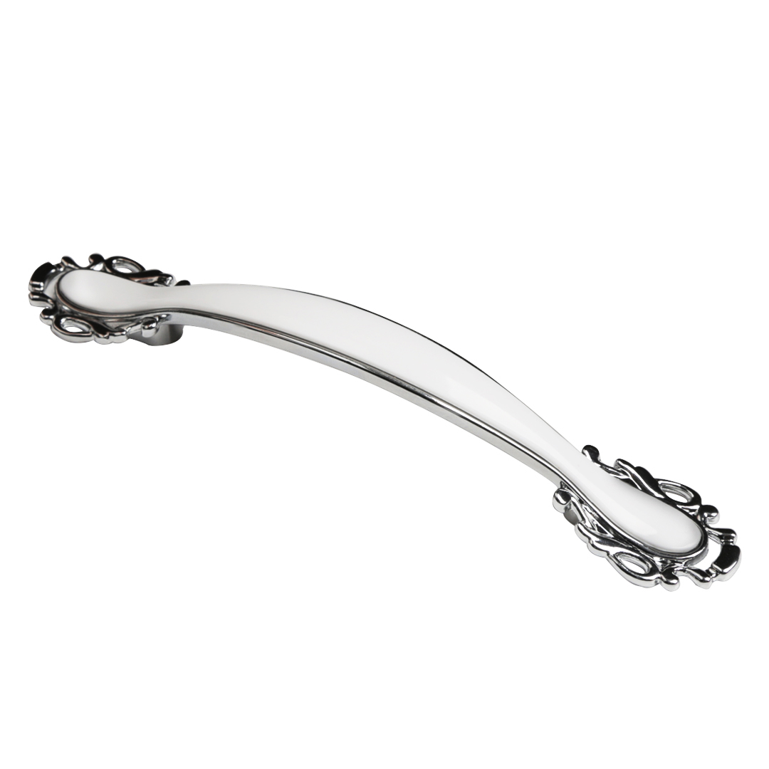 Ручка-скоба, 107, 128мм, металл, хром/белый