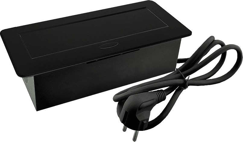 Горизонтальная, 2хEURO+2хUSB A+C, полуавтомат, черный, 263х117х65мм, металл/пластик, AQ