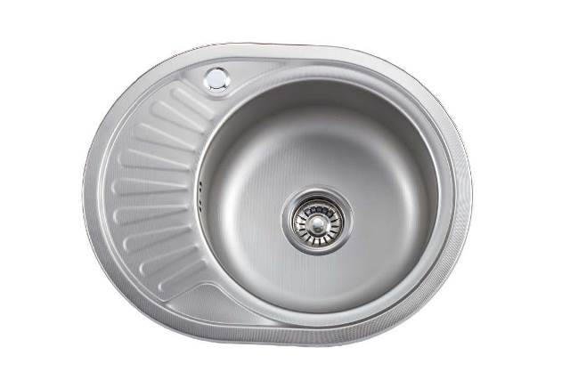 Мойка врезная, 570х450х180х0,6мм, глянец, универсальная+сифон, CMF