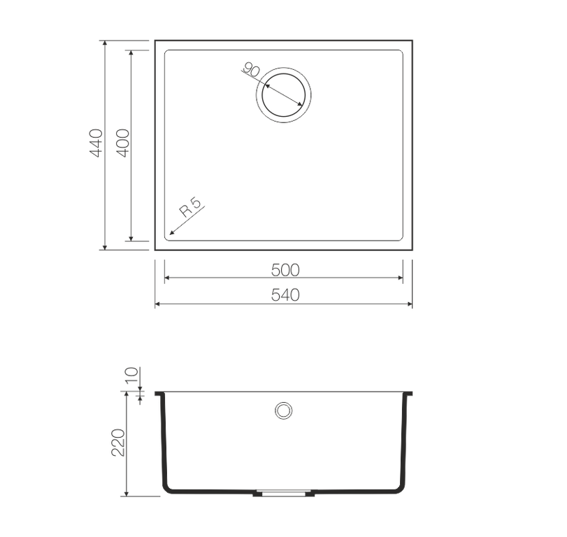 Мойка Bosen 54-U-BL, Tetogranit/черный
