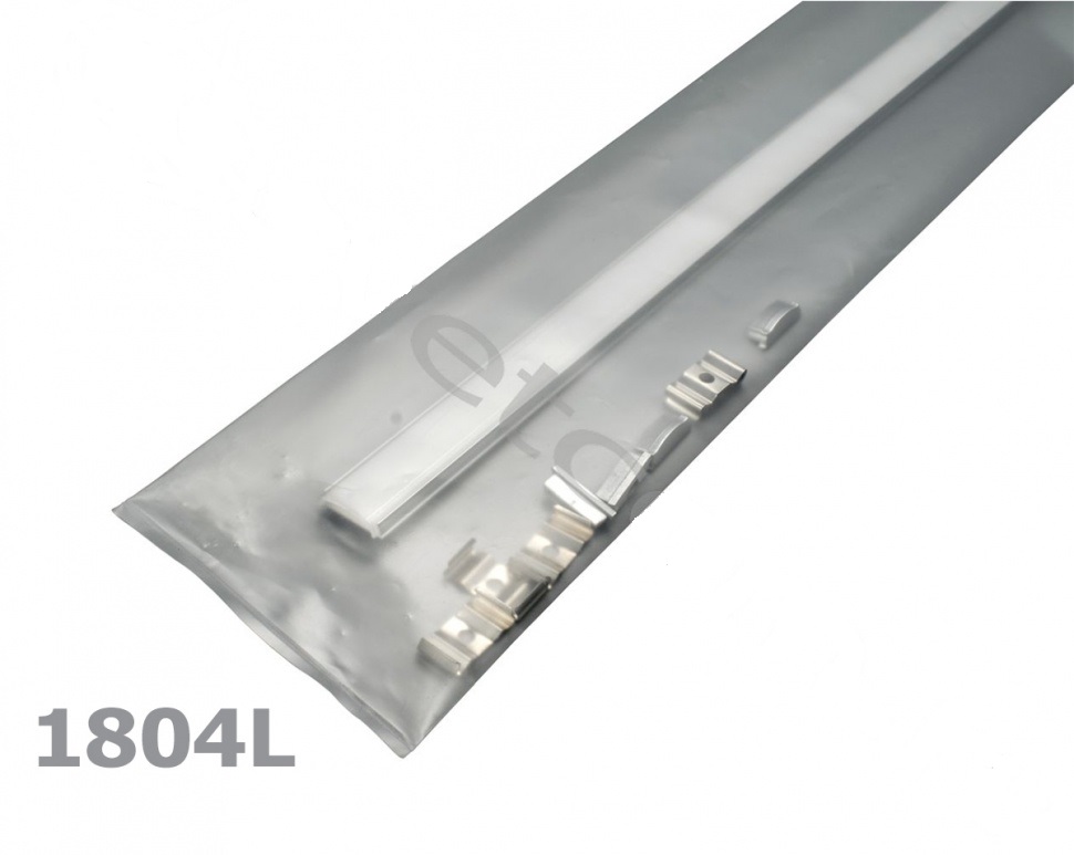 Профиль накладной гибкий 18х4х2000мм, лента ≤10мм, алюминий (диффузор, 2+2 заглушки+4 клипсы)