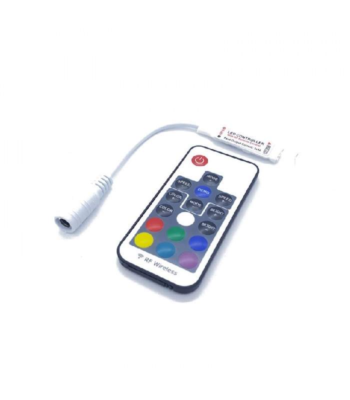 Контроллер с RF-пультом для RGB лент, 12-24В/144-288Вт, 12А, 42х12х8мм, белый
