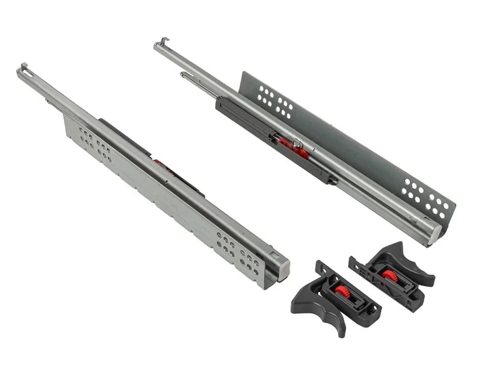 Направляющие скрытого монтажа, 400мм, полного выдвижения, 30кг/пара, с фиксаторами, Bimotion