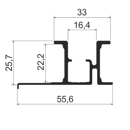 Направляющая верхняя L=2500мм, черный