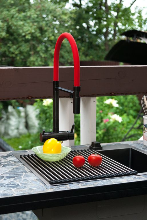 Ролл-мат для мойки с силиконом ROLL-01-IN, нержавеющая сталь/черный