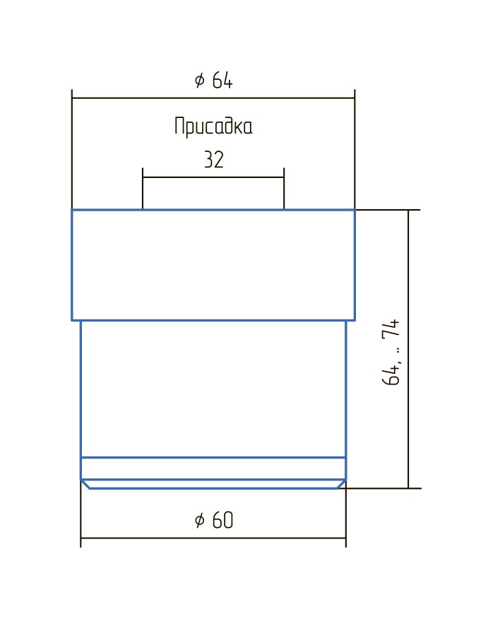 Опора регулируемая d=60мм, h=64-74мм, пластик, матовый хром