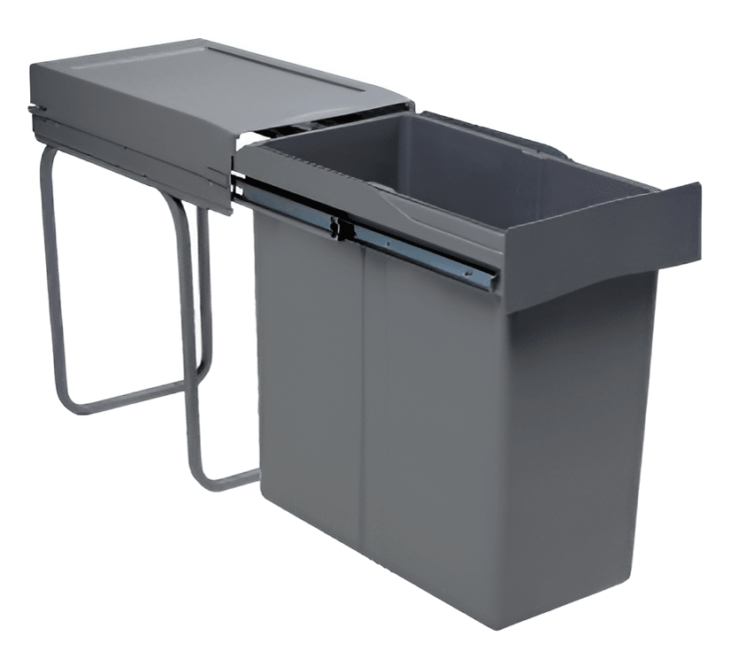 Контейнер для мусора с крышкой, 40л, 255x450x537мм, пластик, серый, Gollinucci