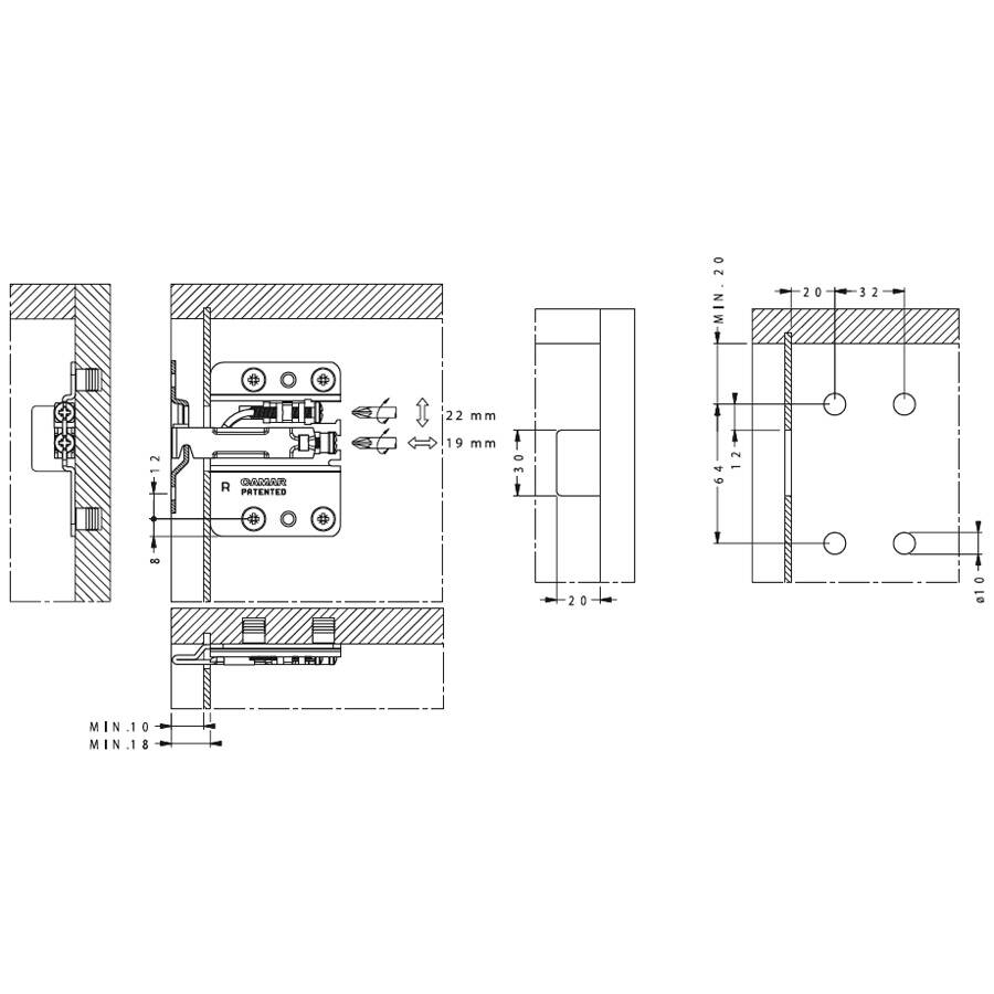 Навес регулируемый Camar, накладной, правый