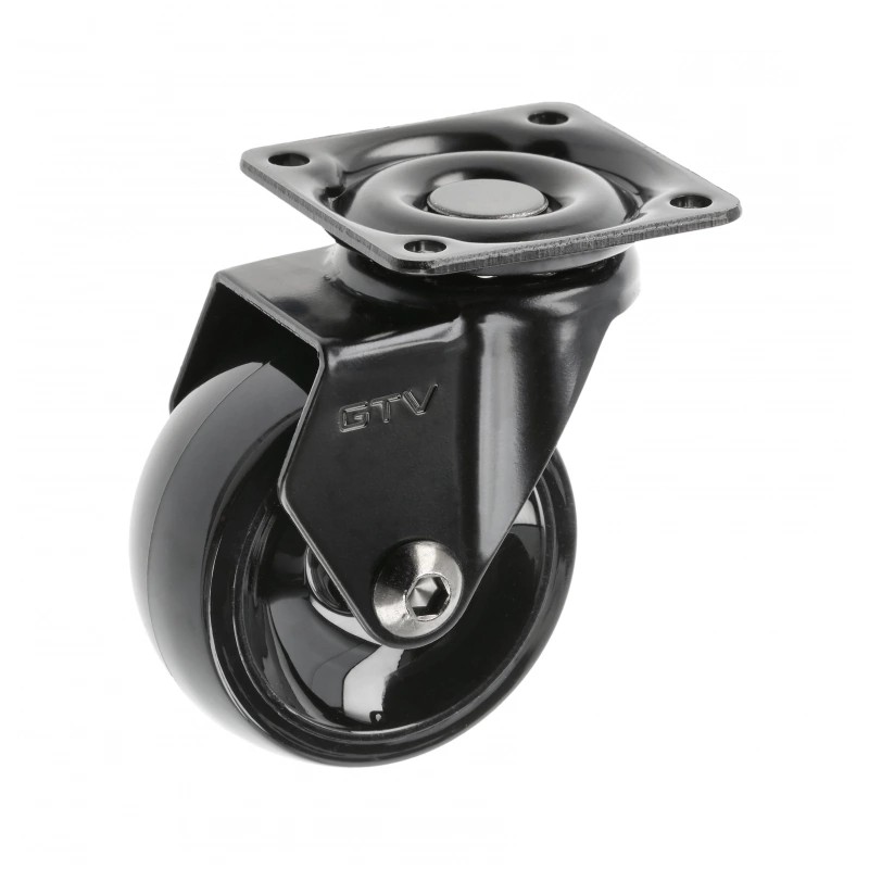 Опора колесная с площадкой, d=50мм, без стопора, пластик, черный, до 40кг, GTV