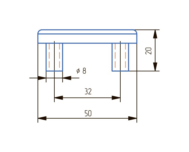 Подпятник врезной h=6мм, пластиковый, черный