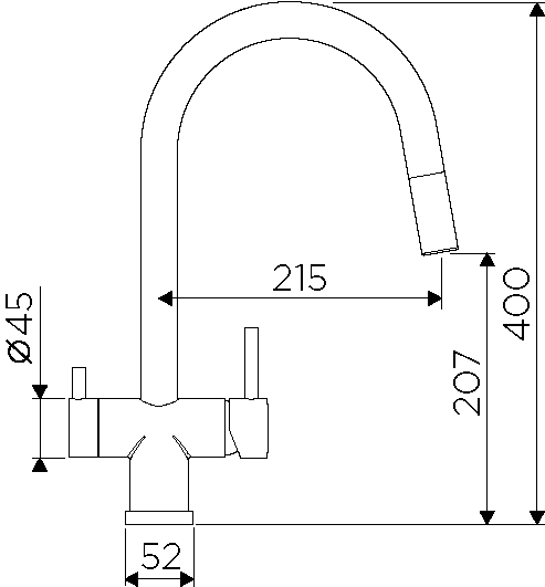 Смеситель Akita-S-BN, латунь, нержавеющая сталь