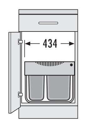 Выдвижная система контейнеров, 1х18л, 1х12л, 434х330х347мм, в шкаф от 500мм, Space Saving Tandem S