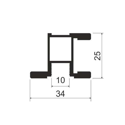 Профиль-ручка закрытая L=2700мм, серебро шлифованное