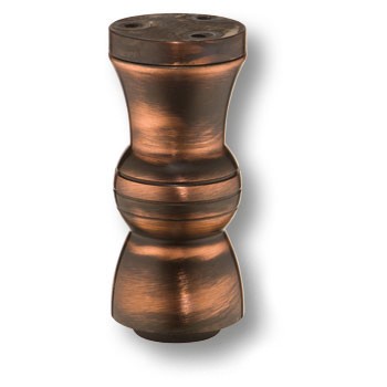 Опора декоративная мебельная регулируемая, d=44мм, h=100мм, металл, античная медь