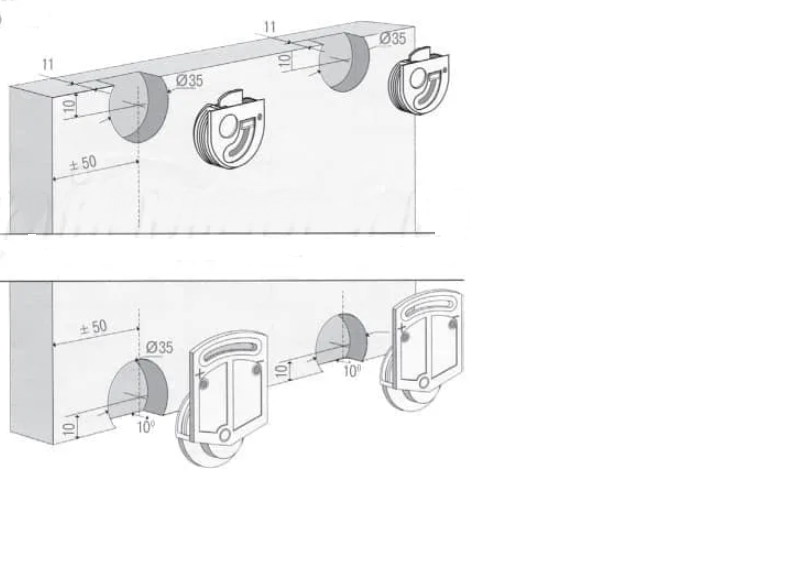 Комплект ригелей коричневый (1ролик+1защелка)  d=35мм