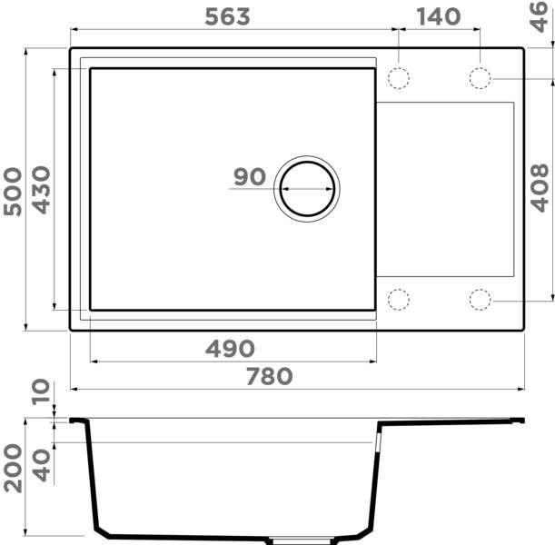 Мойка Sakaime 78-LB-BL, Tetogranit/черный