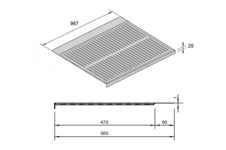 Пластиковый поддон для ящика под раковиной, 1000мм, серый