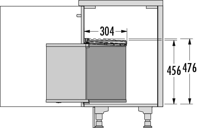 Контейнер для мусора Mono c крышкой, 20л, 290х304х456мм, в шкаф 400мм, металл/пластик, нерж. сталь
