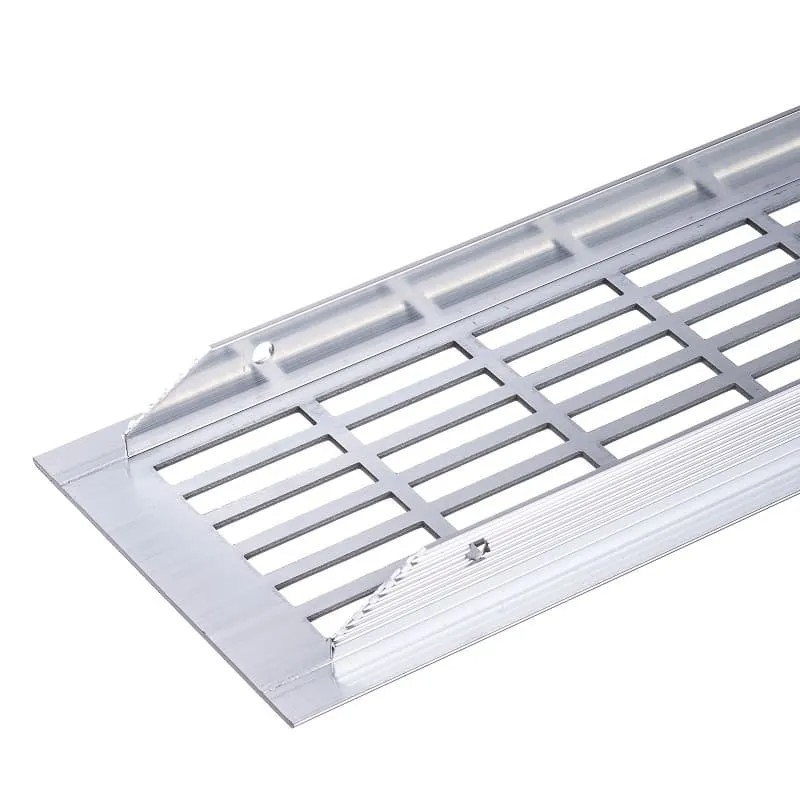 Вентиляционная решетка для цоколя, 480х80мм, алюминий, шлифованная сталь, GTV