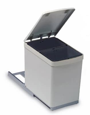 Контейнер для мусора с крышкой, 2х7,5л, 230x380x360мм, пластик, светло-серый, Gollinucci