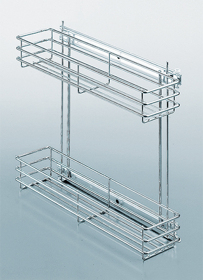 Корзина 200мм, 2 яруса,117(140)х470х420мм, бок. унив, напр. б/довод, б/креп фас, хром, Kessebohmer