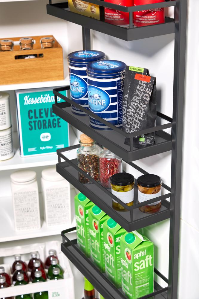 Стеллаж выкатной Тандем Сайд, 4 полки, 600х1100мм, в базу на 600мм, антрацит, Kessebohmer