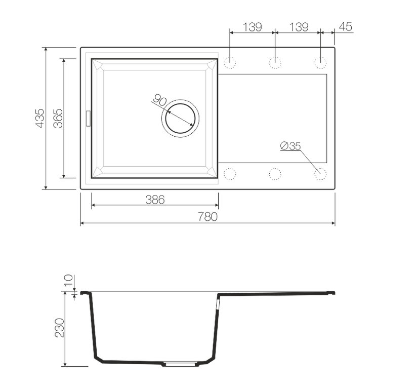 Мойка Sakaime 78-WH, Tetogranit/белый