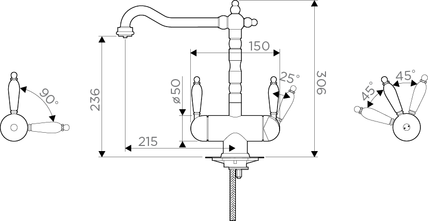 Смеситель Amagasaki-BE, латунь/гранит, ваниль