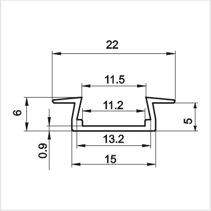 Профиль врезной 22х6х2000мм, лента ≤10мм, белый (диффузор полуматовый, заглушки), SP251