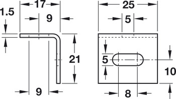 Крепежный уголок, 17х21х25мм, оцинкованная сталь, Hafele