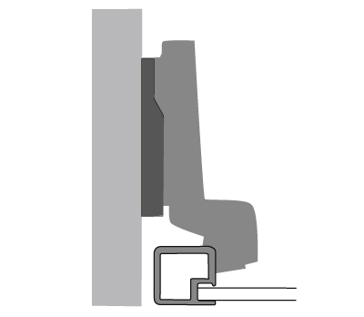 Петля INTERMAT 9936 Alu, внутренняя, 90°/95°, для дверей из узкого AL профиля /50