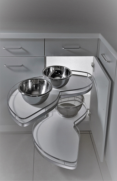 Механизм Леманс 400мм в угловой шкаф, 2 полки, H 600-750мм, левый, титан, Kessebohmer