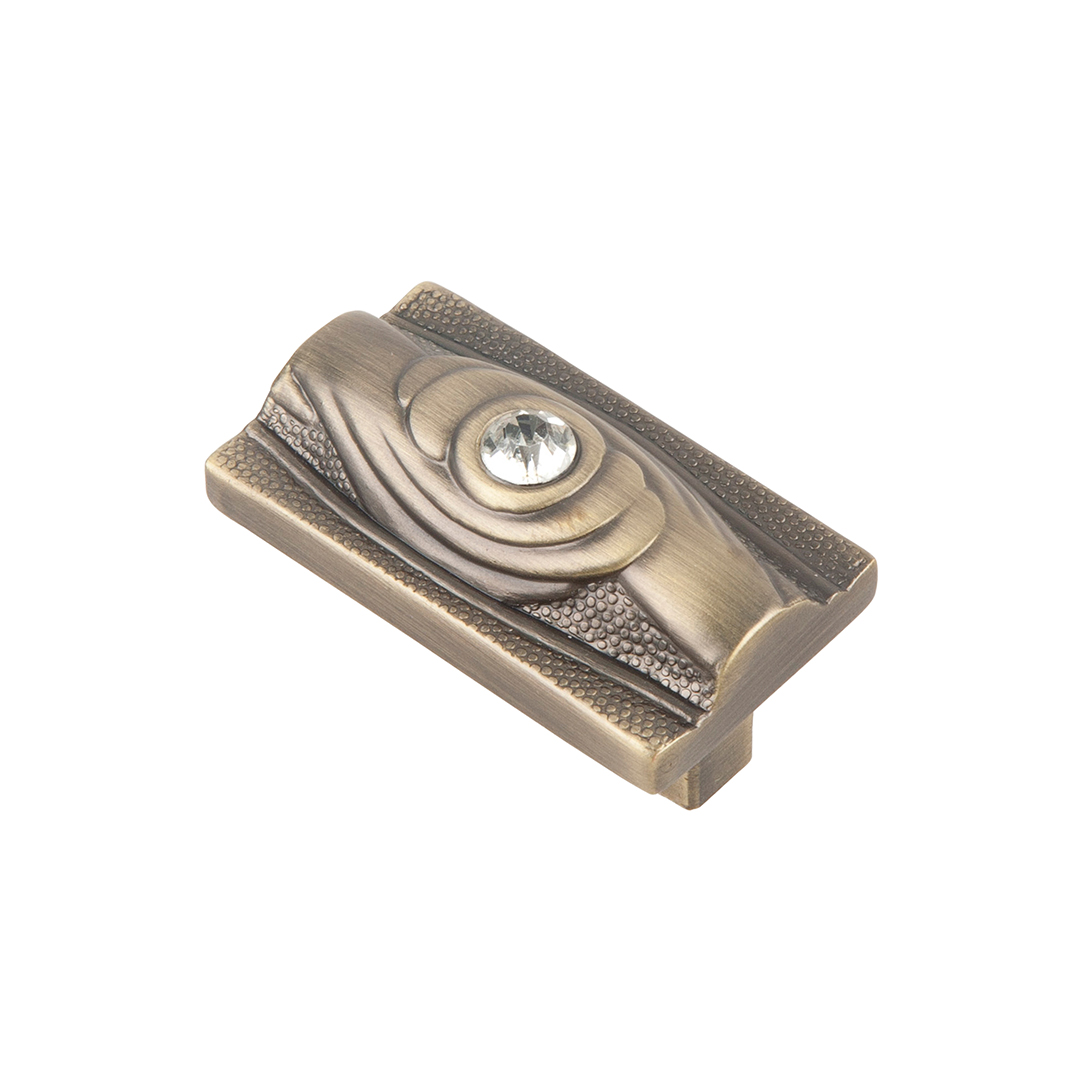 Ручка-кнопка с кристаллами, CRL15 BA, 48х27х27мм, металл, бронза