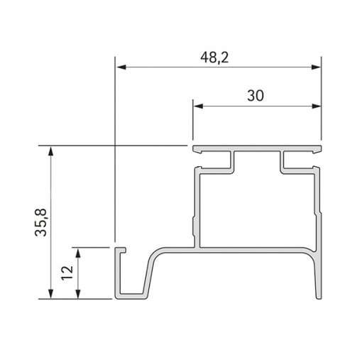 Ручка-профиль вертикальная крайняя, 80/G2.1AL.04, L=4,7м, для ДСП 18мм, полированный никель