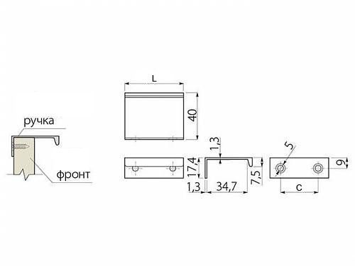 Ручка торцевая, HEXI, 192/225мм, металл, алюминий, GTV/30/180