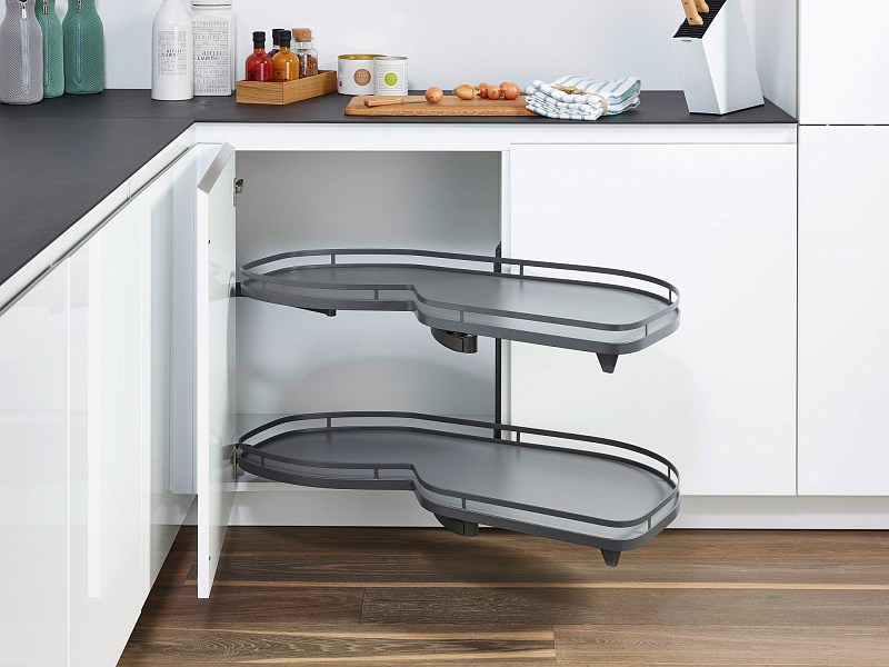 Механизм Леманс 450мм в угловой шкаф, 2 полки, H 600-750мм, правый, антрацит, Kessebohmer