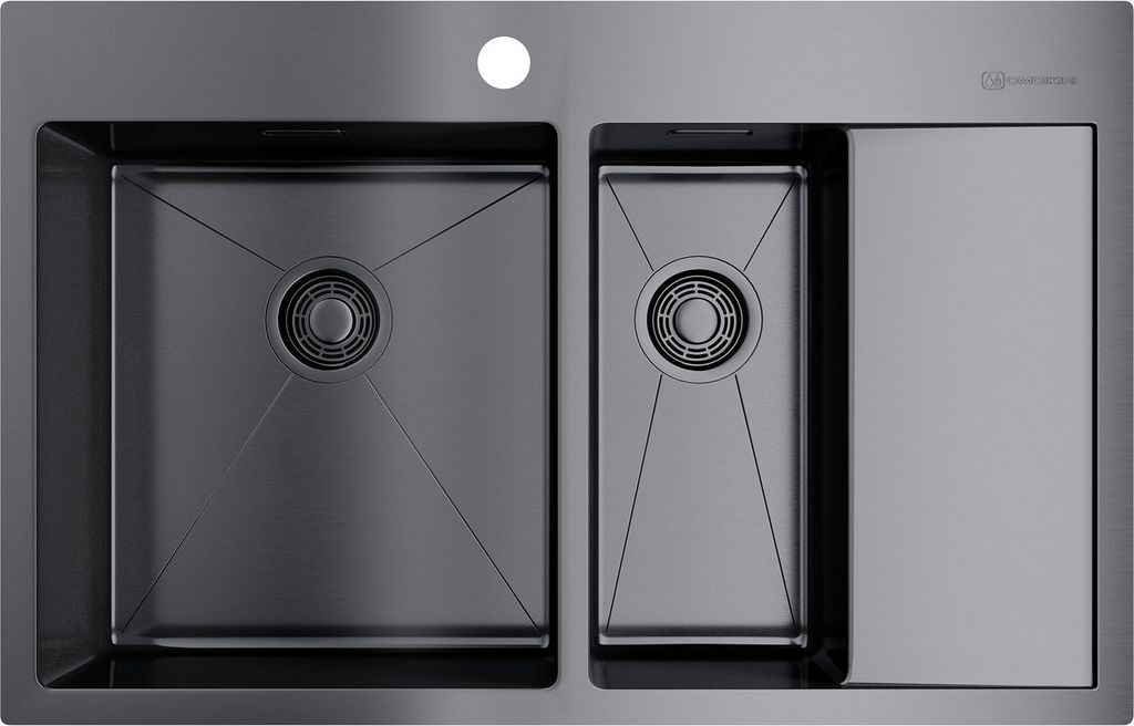 Мойка Akisame 78-2-GM-L, нержавеющая сталь, вороненая сталь  
