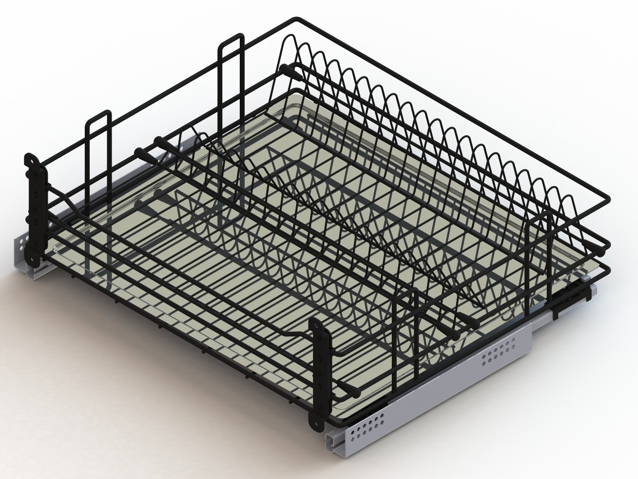 Сушка в нижний шкаф 900мм, 845х485х180мм, направляющие с доводчиком (ГТВ), черный, Россия