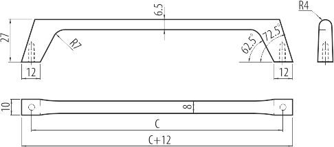 Ручка-скоба, UZ-G2, 160мм, металл, инокс