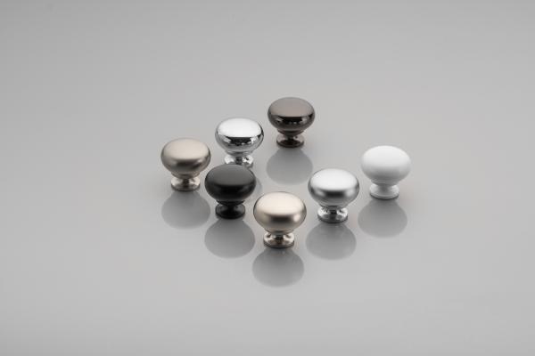 Ручка-кнопка, BERGAMO, d=33мм, металл, белый глянцевый, GTV