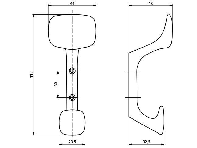 Крючок, TOLEDO С, двухрожковый, металл, алюминий, GTV