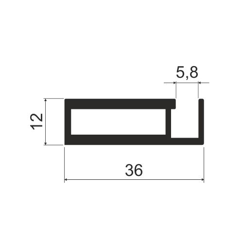 Профиль для световой полки, L=5000мм, черный