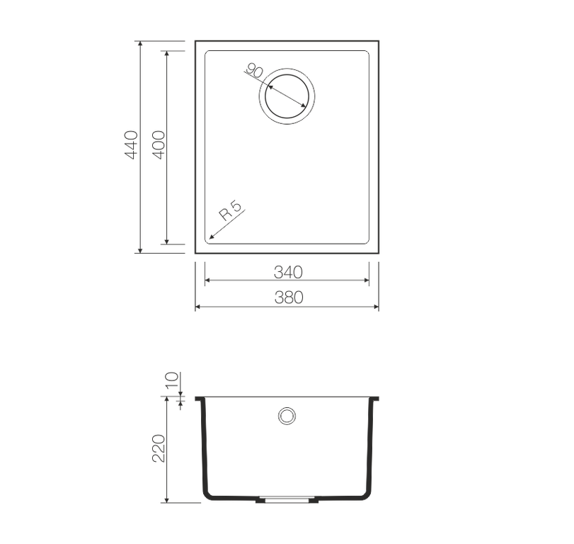 Мойка Bosen 38-U-BL, Tetogranit/черный
