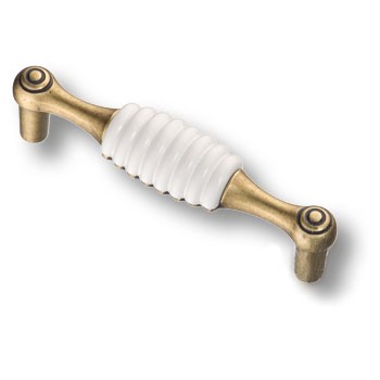 Ручка-скоба, 323096MP10ST01, 96мм, металл/пластик, старая бронза/белый